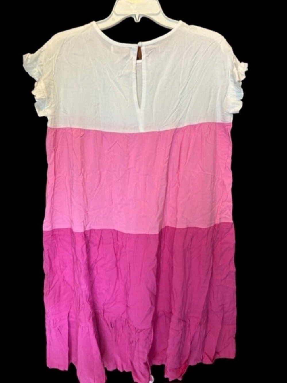 Tiered Hot Pink ColorBlock Baby Doll Dress - Picture 4 of 8